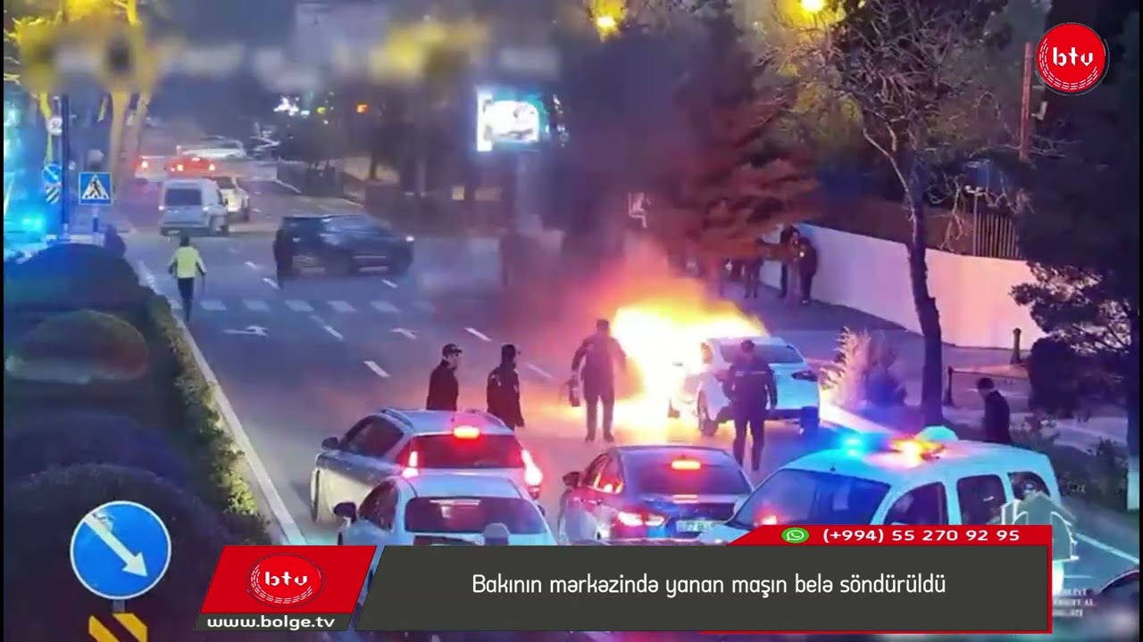 Bakının mərkəzində yanan maşın belə söndürüldü