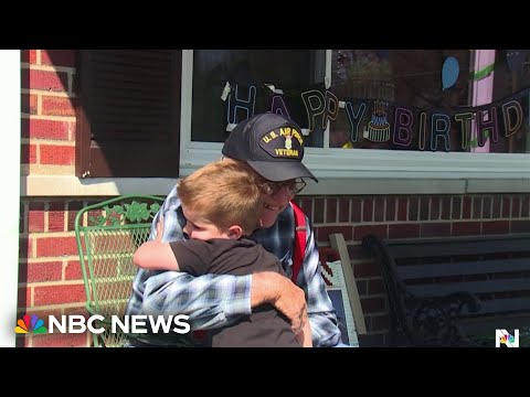 Community honors 95-year-old veteran with surprise school bus parade
