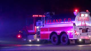 MULTIPLE FIRE DEPARTMENTS WORKED THE SCENE OF A MAJOR FIRE IN LELAND