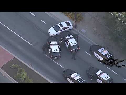 High Speed Police Chase  Spike Strips & Crash