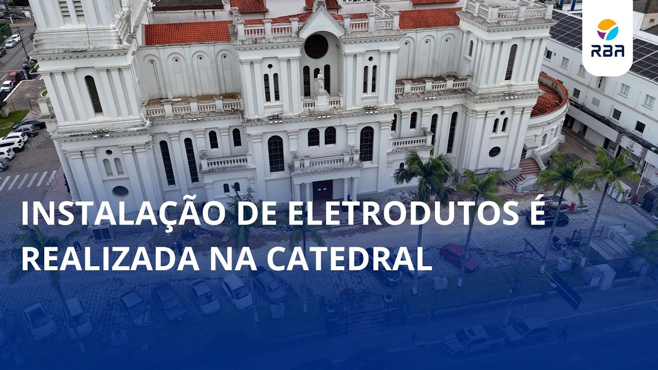 Instalação de eletrodutos é realizada na Catedral em Rio do Sul