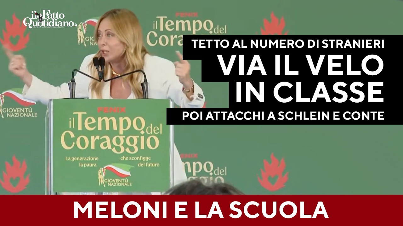 Meloni: “Introdurremo tetto di studenti stranieri nelle classi. Divieto di niqab e burqa ”
