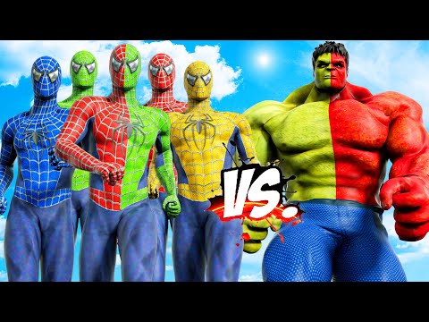 RED-GREEN HULK VS TEAM SPIDER-MAN - EPIC SUPERHEROES WAR