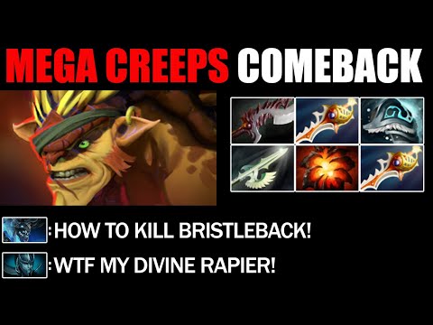 2X Divine Rapier Bristleback Mega Creeps Defend - Most Epic Comeback Immortal Rank Dota 2