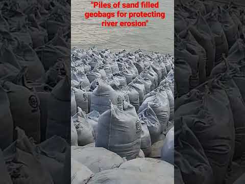 Preparing the geo bags filled with sands for protecting river erosion#shorts#trending #river#meghna