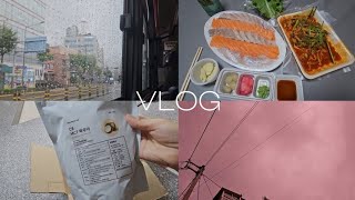 [VLOG] 직장인 브이로그 | 날씨 요정 사라짐 | 우중충한 일상 | 분홍빛 하늘 | 알콜 없이 회라니 | MCT오일 파우더, 방탄커피