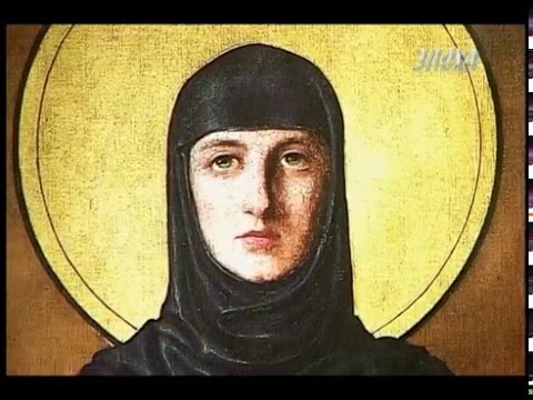 фото евфросиния полоцкая- нательная иконка из камня обсидиана на тесёмке 0