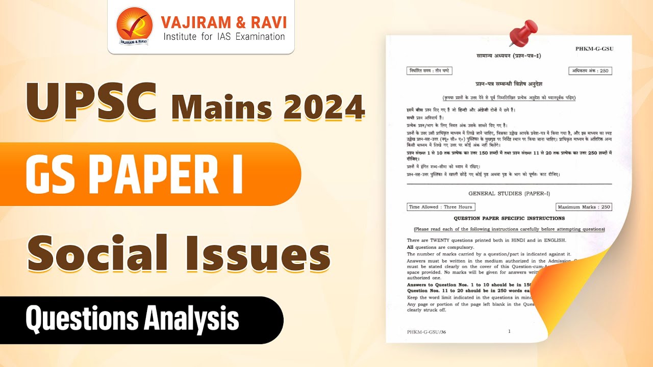 UPSC Mains 2024: GS Paper I Detailed Analysis (Social Issues) Vajiram and Ravi