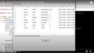 PyQt : Show Data Into QTableWidget From Database.