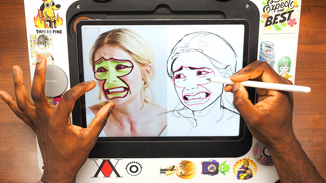 Drawing an Expressive Face Step-by-Step in Procreate! [ The Chimp Method Continued ]