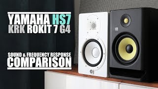 Video thumbnail for KRK Rokit 7 G4 RP7G4 vs Yamaha HS7  ||  Sound & Frequency Response Comparison by DSAUDIO.review