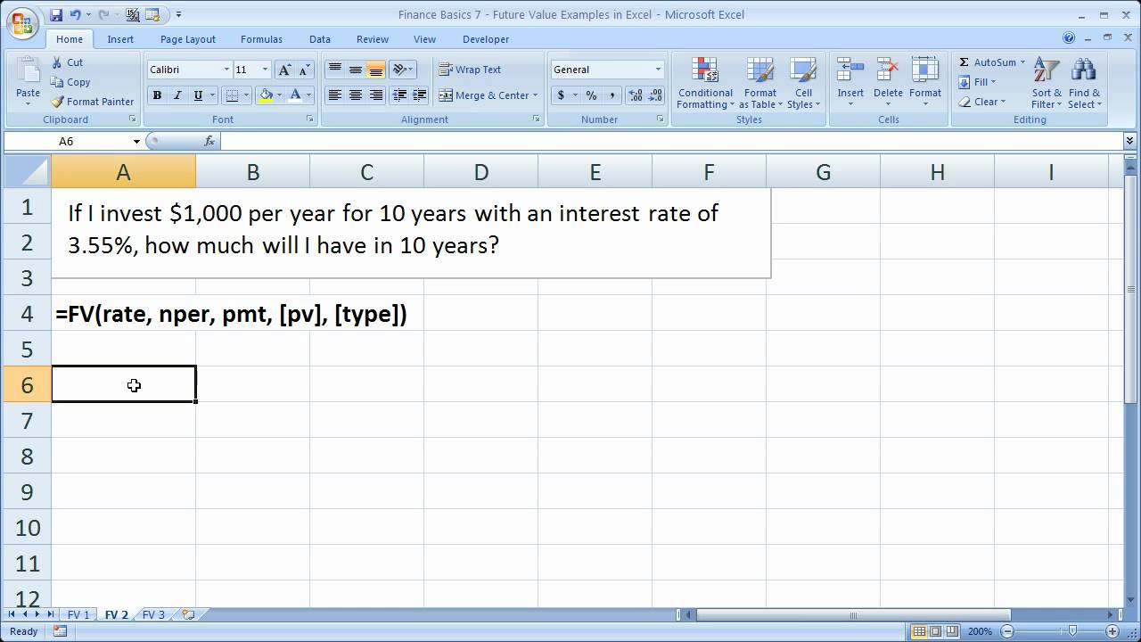 Finance Basics 7 - Future Value Examples in Excel - How much something is worth in the future