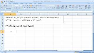 Finance Basics 7 - Future Value Examples in Excel - How much something is worth in the future