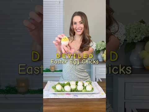 DEVILED EASTER EGG CHICKS 🐣🥚 An Easter food idea! #easterfood #easterideas #deviledeggs #easterdiy