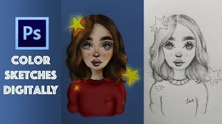 How To Color Your Sketches Digitally | Photoshop Tutorial