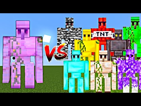 ENCHANTED IRON GOLEM VS ALL GOLEMS - ENCHANTED IRON GOLEM VS EXTRA GOLEMS  MOB BATTLE
