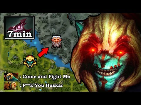 100% UNKILLABLE MONSTER Solo Mid Huskar 7Min Armlet Crazy Toggle + Aggressive Lifebreak 7.23f DotA 2