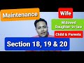 Maintenance | Section 18, 19 & 20 HAMA | Wife, Widowed daughter in law, Children and Aged Parents
