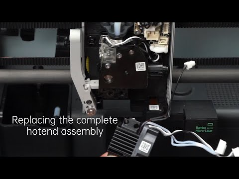 How to replace the complete hotend assembly on Bambu Lab X1 3D printer?