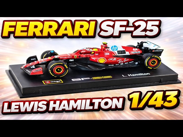 Vídeo relacionado con Bburago Ferrari SF-25 F1 2025#44 Hamilton, modelo de coche Diecast 1:43, miniatura detallada del vehículo de Fórmula 1, licencia oficial, edad recomendada 3+ años