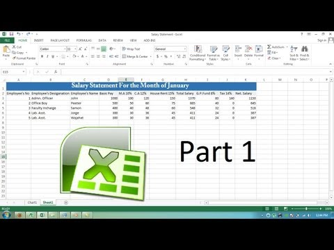 Making Salary Statement for a Month in MS Excel 2013 - Part 1