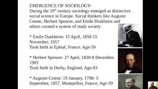 EMERGENCE OF SOCIOLOGY