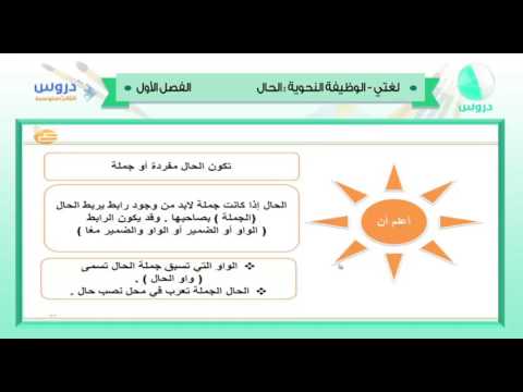 الثالث المتوسط | الفصل الدراسي الأول 1438 | لغتي | الوظيفة النحوية الحال