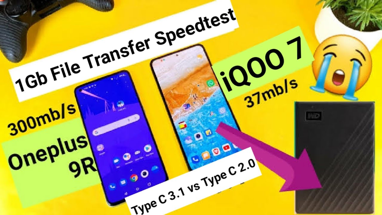 iQQO 7 vs Oneplus 9R OTG Speedtest comparison Type C 3.1 vs 2.0 [350mb/s vs 30mb/s]🔥🔥🔥