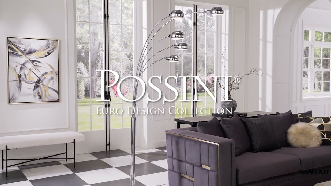 Video 1 Watch A Video About the Possini Euro Infini 5 Light Marble Chrome Modern Arc Floor Lamp