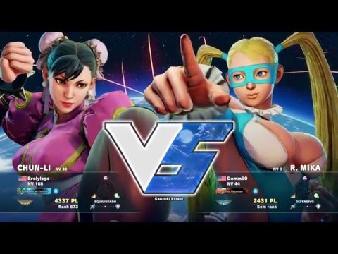 Street Fighter V ★ Brolylegs (CHUN-LI) Vs Domm90 (R.MIKA) ★ Ranked Match 1080p