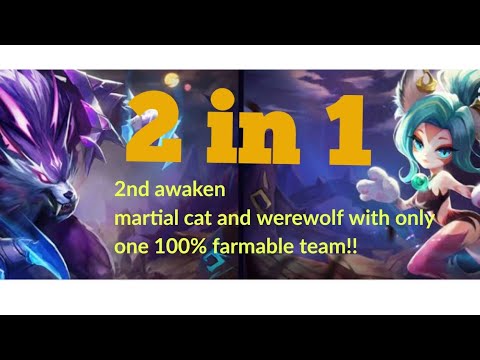 Summoners war:  2 in 1 :  2nd awaken all your werewolves and and martial cats with only one team!!