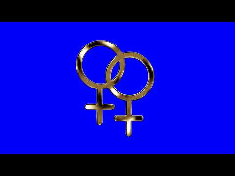 Golden Lesbian Symbol on a Blue Screen  Background