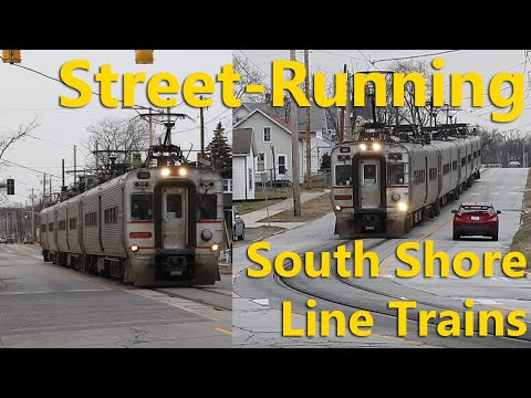 Street-Running Passenger Trains in Michigan City, Indiana: South Shore Line, December 23, 2021