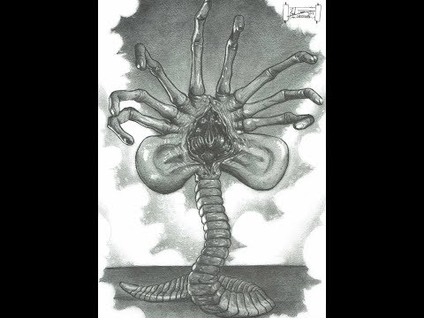 Face Hugger A Dredfunn Mechanical Pencil Drawing
