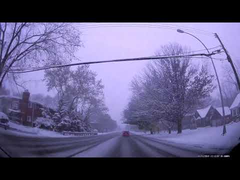 Snowy Drive to Beverly Hills, Michigan from Royal Oak, Michigan
