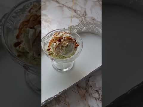white and green ice cream #icecream #ice #trending #2022 #glass #pistache #مثلجات #ايس_كريم
