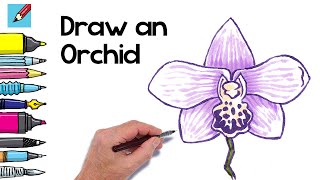 How to draw an Orchid Flower Real Easy