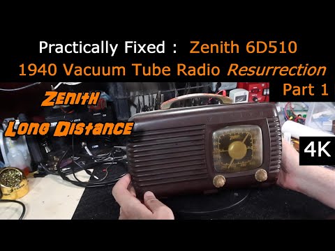 1940 Zenith "Long Distance" Portable Diagnostics & Electrical - Vacuum Tube Radio 6D510 Part 1 [4K]