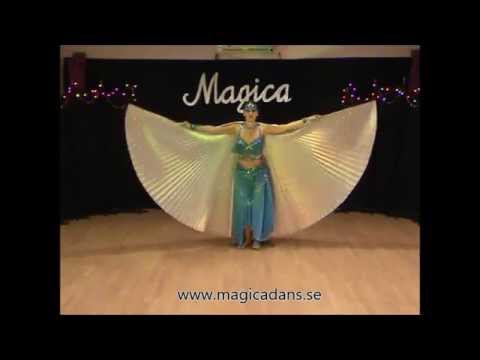 Belly dance with silver Isis wings, by Magica. Magdans. Vingdans. Orientalisk dans.
