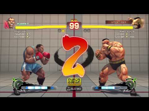 onigiri-kai (Balrog) Vs mako_sun28 (Zangief) SSF4 AE Ranked Matches - PSN