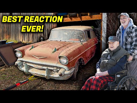 Grandfather's 1957 Chevy Bel Air CLEANED For the First Time in 52 Years! | Best Reaction EVER