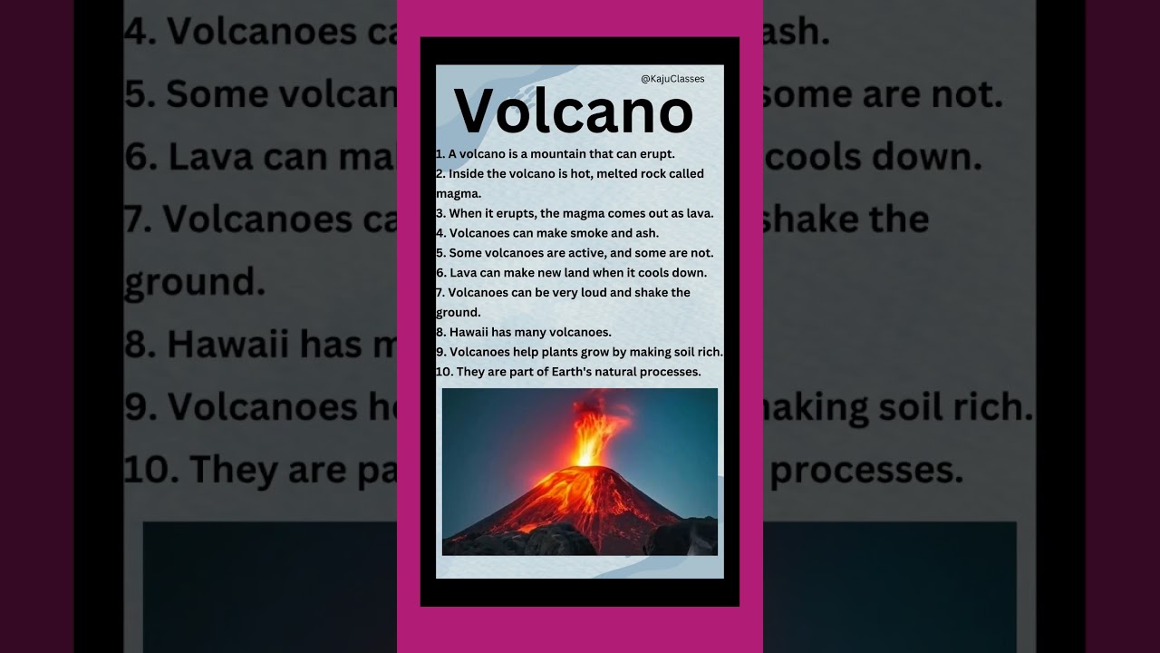 10 Lines Essay On Volcano🌋/ Essay On Volcano/10 Very Easy Line On Volcano/Short Essay On Volcano #yt