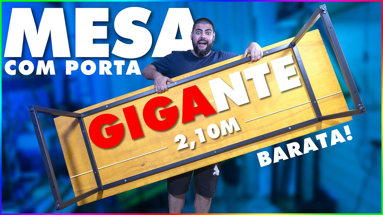 MESA GIGANTE com FOLHA de PORTA estilo INDUSTRIAL!