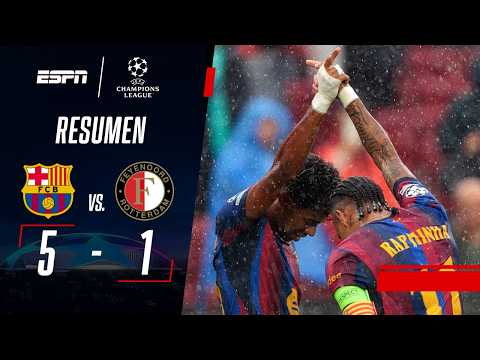 SHOW DE GOLAZOS DE RAPHINHA Y LAMINE PARA EL CULÉ EN CHAMPIONS | Barcelona 5-1 Feyenoord | RESUMEN