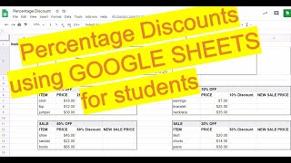 How to calculate Percentage Discount (Google Sheets) classroom lesson