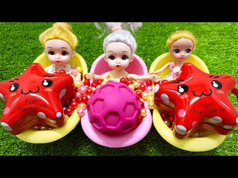 3 Super Sweet Candy Bath Dolls | ASMR Toy & Candy Surprise With M&M #304 