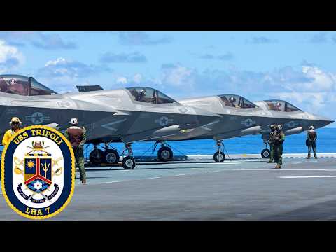 US Navy: Amphibisches Angriffsschiff USS Tripoli (LHA 7), Flugbetrieb.