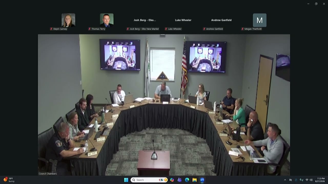 Elko New Market City Council Meeting - August 27, 2026