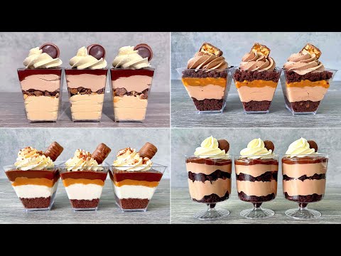 Toffifee, Snickers, Twix and Nutella dessert cups. 4 easy no bake dessert recipes.