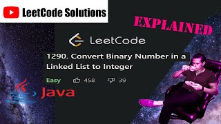 YouTube video 'LeetCode 1290. Convert Binary Number in a Linked List to Integer Solution Explained - Java'
